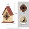 Set of 2 9''H Washed White Solid Wood Red Roof Cottage Decorative Outdoor Garden Birdhouse